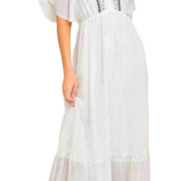 Adelyn Rae Chandra White Embroidered Maxi Dress, Size Small - Picture 3 of 16